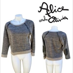 Alice‎ + Olivia leather patch tweed top XS